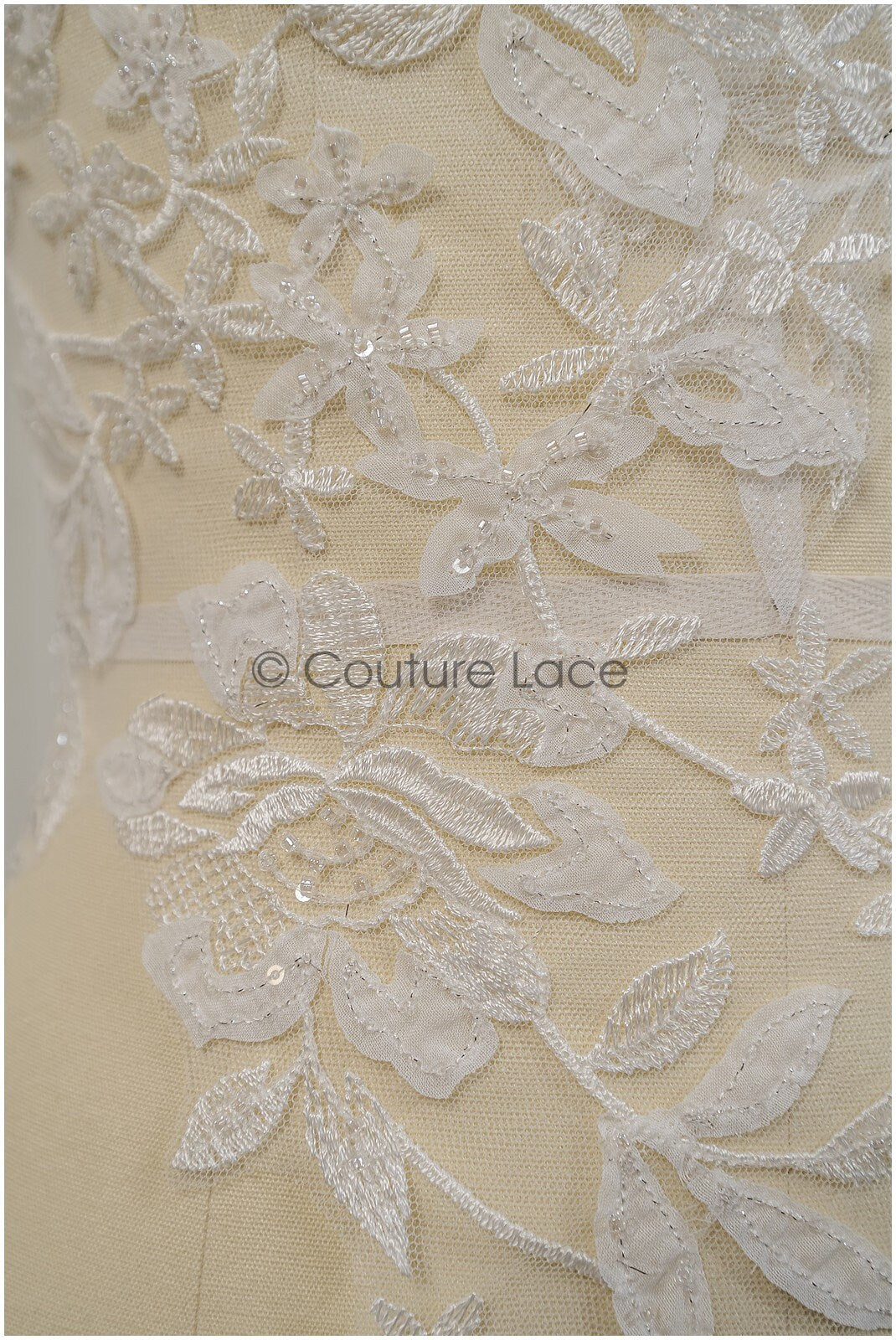 Perlen-Applikation für Brautkleid, Blumenspitze Aufnäher, bestickte Spitzenapplikation, Brautapplikation// A21-201