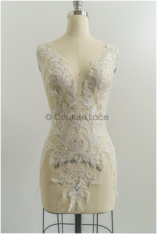 Floral lace applique for wedding dress, floral lace patch, embroidered lace applique, bridal applique// A21-202