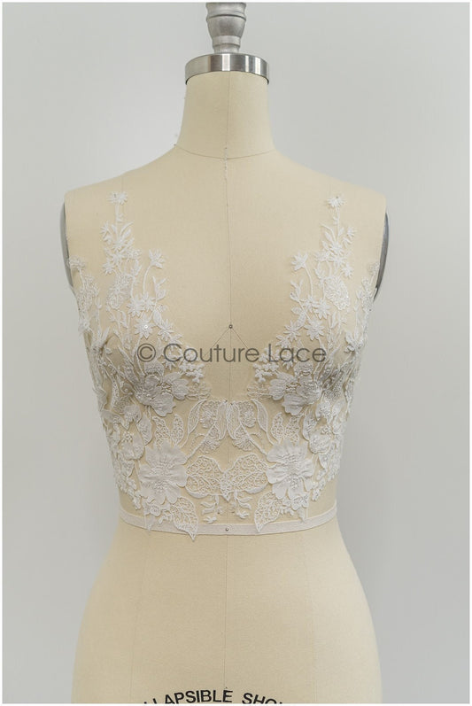 Super soft wildflower lace applique for wedding dress, floral lace patches, embroidered lace applique, bridal applique// A21-206