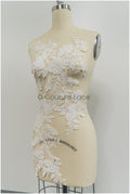 Floral lace appliques for bridal dress, floral lace patches, embroidered lace appliques, corded lace appliques off-white// A21-210