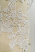 Perlen Applikationen für Brautkleid, Blumenspitzen Aufnäher, bestickte Spitzenapplikationen, kordelierte Spitzenapplikationen off-white// A21-214
