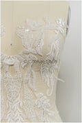 Perlen Applikationen für Brautkleid, Blumenspitzen Aufnäher, bestickte Spitzenapplikationen, kordelierte Spitzenapplikationen off-white// A21-215