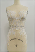 Perlen Applikationen für Brautkleid, Blumenspitzen Aufnäher, bestickte Spitzenapplikationen, kordelierte Spitzenapplikationen off-white// A21-215