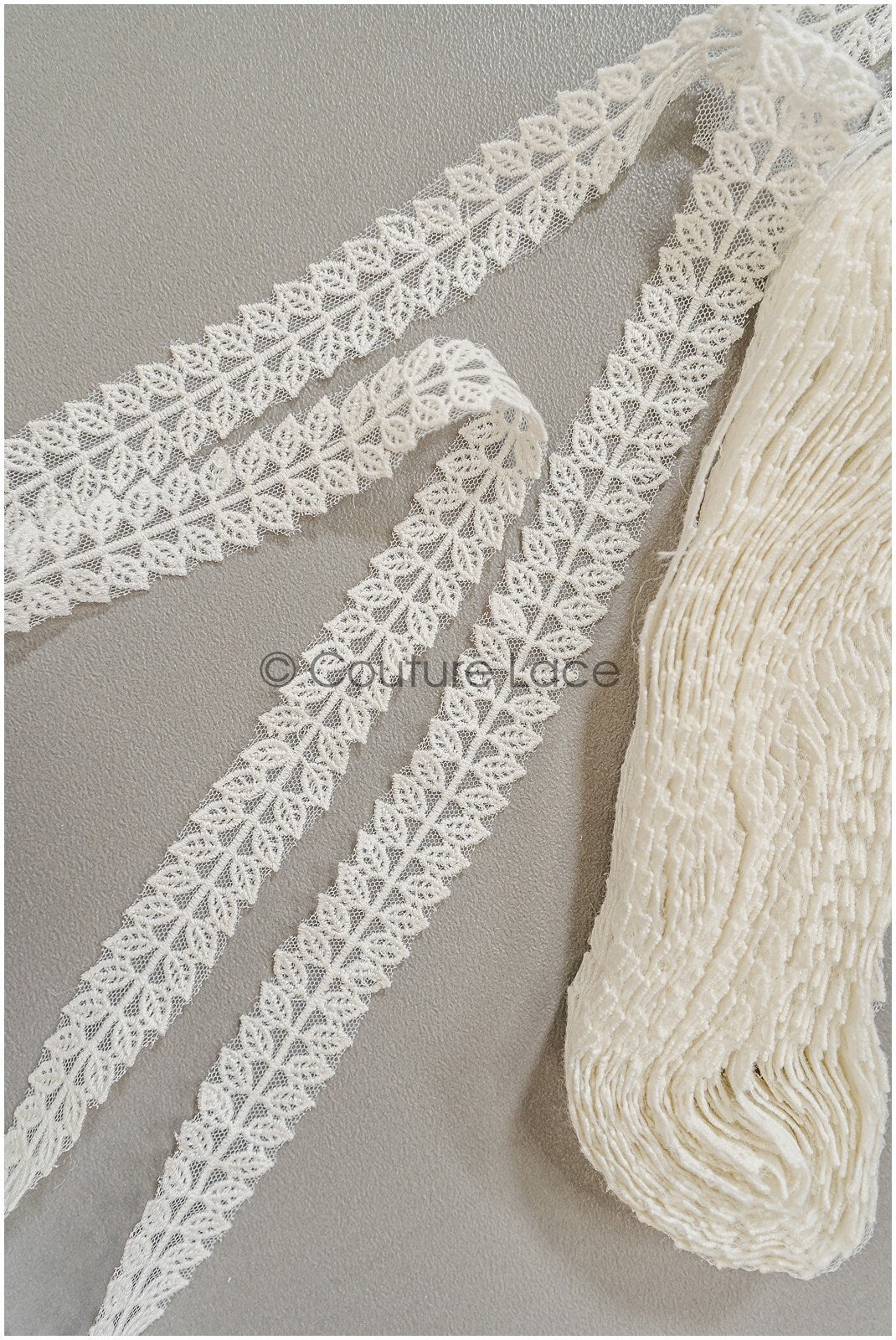 Leaf lace trim off-white/ boho lace trim/ embroidered bridal lace/ lace veil trim// T22-073CO