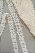 Leaf lace trim off-white/ boho lace trim/ embroidered bridal lace/ lace veil trim// T22-073CO
