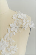 Romantic 3D lace trim/ Off-white lace trim/ 3D flower embroidered lace trim/ Bridal lace// T21-153