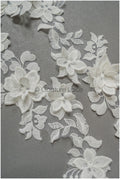Romantic 3D lace trim/ Off-white lace trim/ 3D flower embroidered lace trim/ Bridal lace// T21-153
