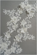 Romantic 3D lace trim/ Off-white lace trim/ 3D flower embroidered lace trim/ Bridal lace// T21-153