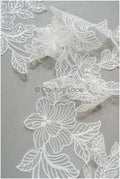 Off-white lace trim/ lace for wedding dress/ embroidered lace trim/ flower lace trim for wedding dress// T21-149