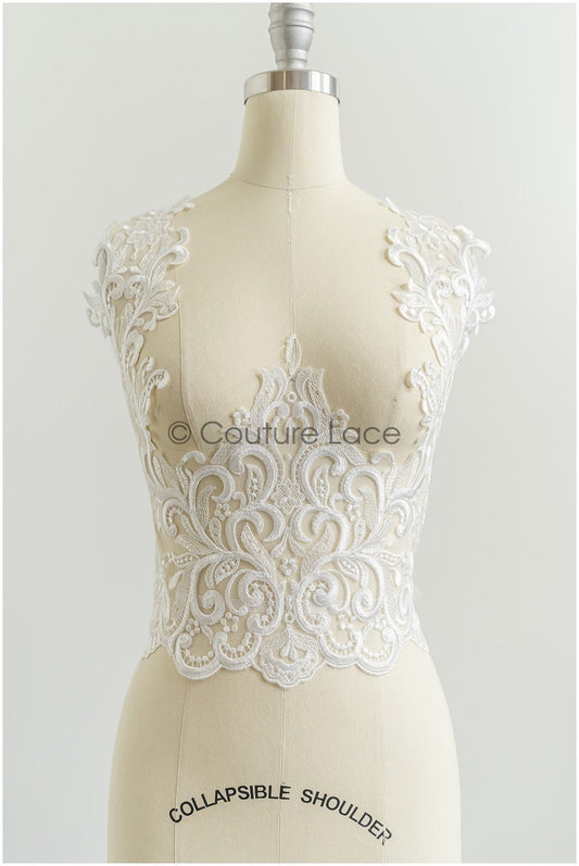 Off-white lace trim/ embroidered bridal lace/ bridal lace trim/ elegant lace/ wedding dress lace trim// T21-148