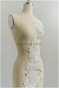 3D flower pearl lace trim/ off-white bridal lace trim/ lace trim veil// T21-150