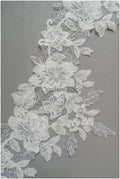 3D flower pearl lace trim/ off-white bridal lace trim/ lace trim veil// T21-150