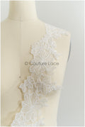 Off-white lace trim with sequins/ embroidered lace trim/ flower lace trim/ floral lace trim// T21-151