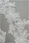 Off-white lace trim with sequins/ embroidered lace trim/ flower lace trim/ floral lace trim// T21-151