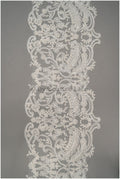 Heavy hand embroidered lace trim off-white ivory/ pearl embroidered bridal lace trim/ lace trim with pearls// T21-123