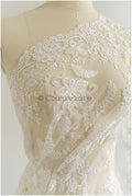 Romantischer floraler Spitzenstoff/ Braut Spitzenstoff mit Blumen/ Hochzeit Spitzenstoff// L22-208NB