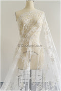 Romantischer floraler Spitzenstoff/ Braut Spitzenstoff mit Blumen/ Hochzeit Spitzenstoff// L22-208NB