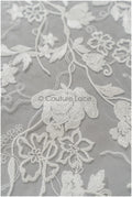 Romantischer floraler Spitzenstoff/ hochwertig bestickter Braut Spitzenstoff/ Off-White Spitzenstoff// L22-285B