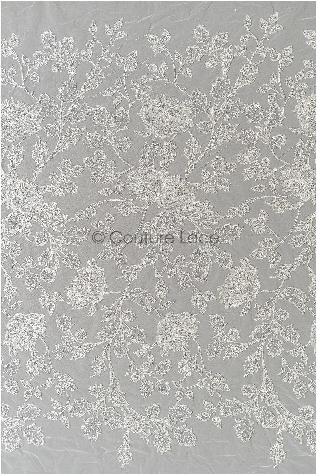 Romantischer floraler Spitzenstoff/ hochwertiger Brautspitzenstoff Off-White/ Hochzeit Spitzenstoff// L22-293B