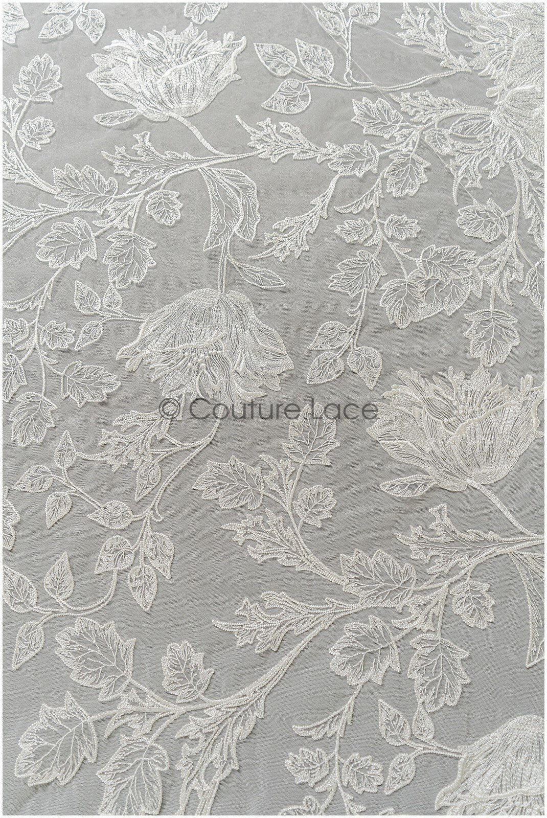 Romantischer floraler Spitzenstoff/ hochwertiger Brautspitzenstoff Off-White/ Hochzeit Spitzenstoff// L22-293B
