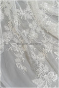 Romantischer floraler Spitzenstoff Off-White/ hochwertiger bestickter Braut Spitzenstoff/ Brautspitze Stoff// L22-295B