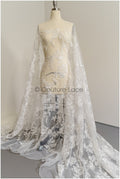 Romantischer floraler Spitzenstoff Off-White/ hochwertiger bestickter Braut Spitzenstoff/ Brautspitze Stoff// L22-295B