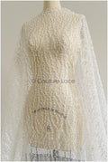 Perlen Spitzenstoff Off-White/ Brautspitze mit Perlen/ Hochzeitskleid Spitze mit Perlen & Pailletten/ Perlenspitze/ Französische Spitze// L22-301MB