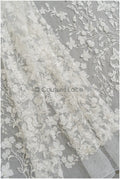 Spitzenstoff Off-White mit Perlen/ Brautspitze mit 3D-Blumen/ Brautkleid Spitz/ Perlenspitze// L22-305