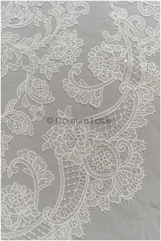 Royal Braut Spitzenstoff für Hochzeitskleid/ Brautspitze Stoff Off-White/ französische Braut Spitze// L22-307B