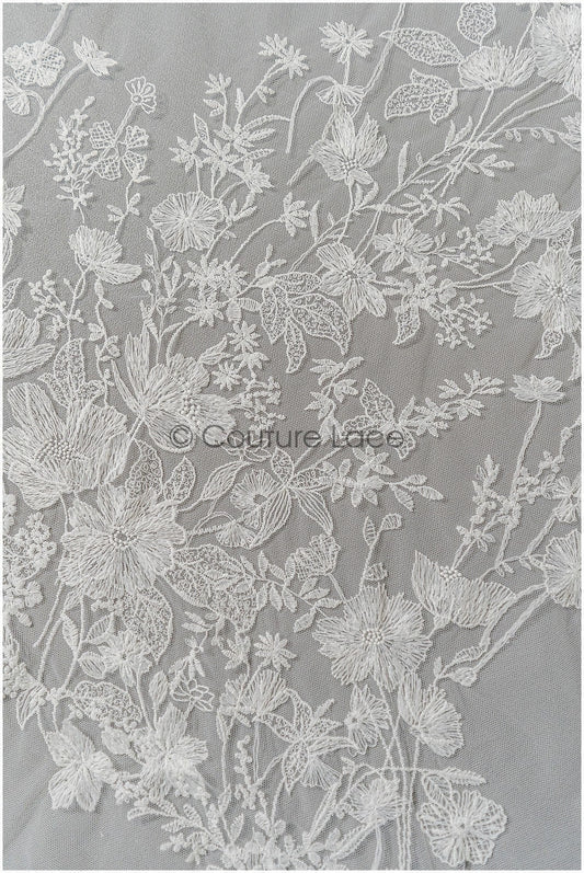 Blumen Braut Spitze Off-White/ Brautspitze/ Blumen Hochzeit Spitze/ Couture Spitze// L22-311B