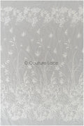 Romantischer Blumen Spitzenstoff/ bestickter Braut Spitzenstoff Off-White/ Spitzenstoff mit Blumen// L22-315