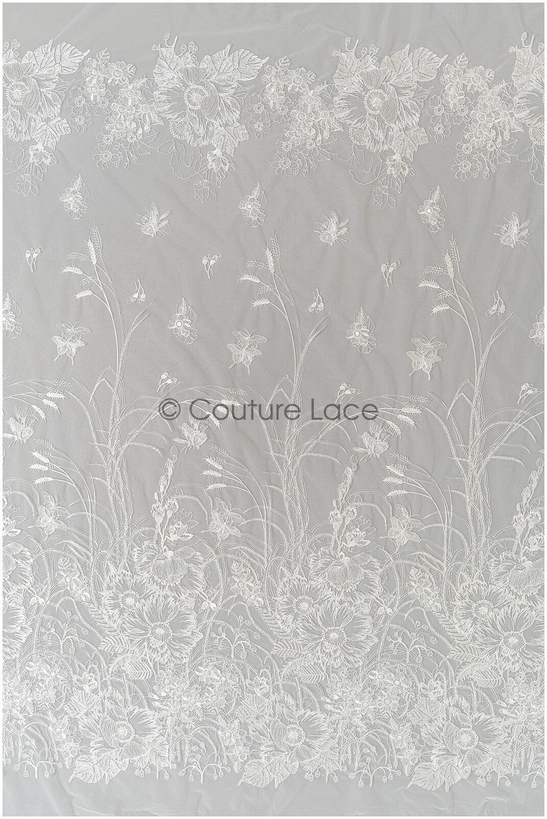 Romantischer Blumen Spitzenstoff/ bestickter Braut Spitzenstoff Off-White/ Spitzenstoff mit Blumen// L22-315
