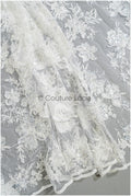 Perlen Spitzenstoff Off-White/ Perlen Brautkleid Spitze/ Couture Spitzenstoff/ Perlen Braut Spitze// L22-367B