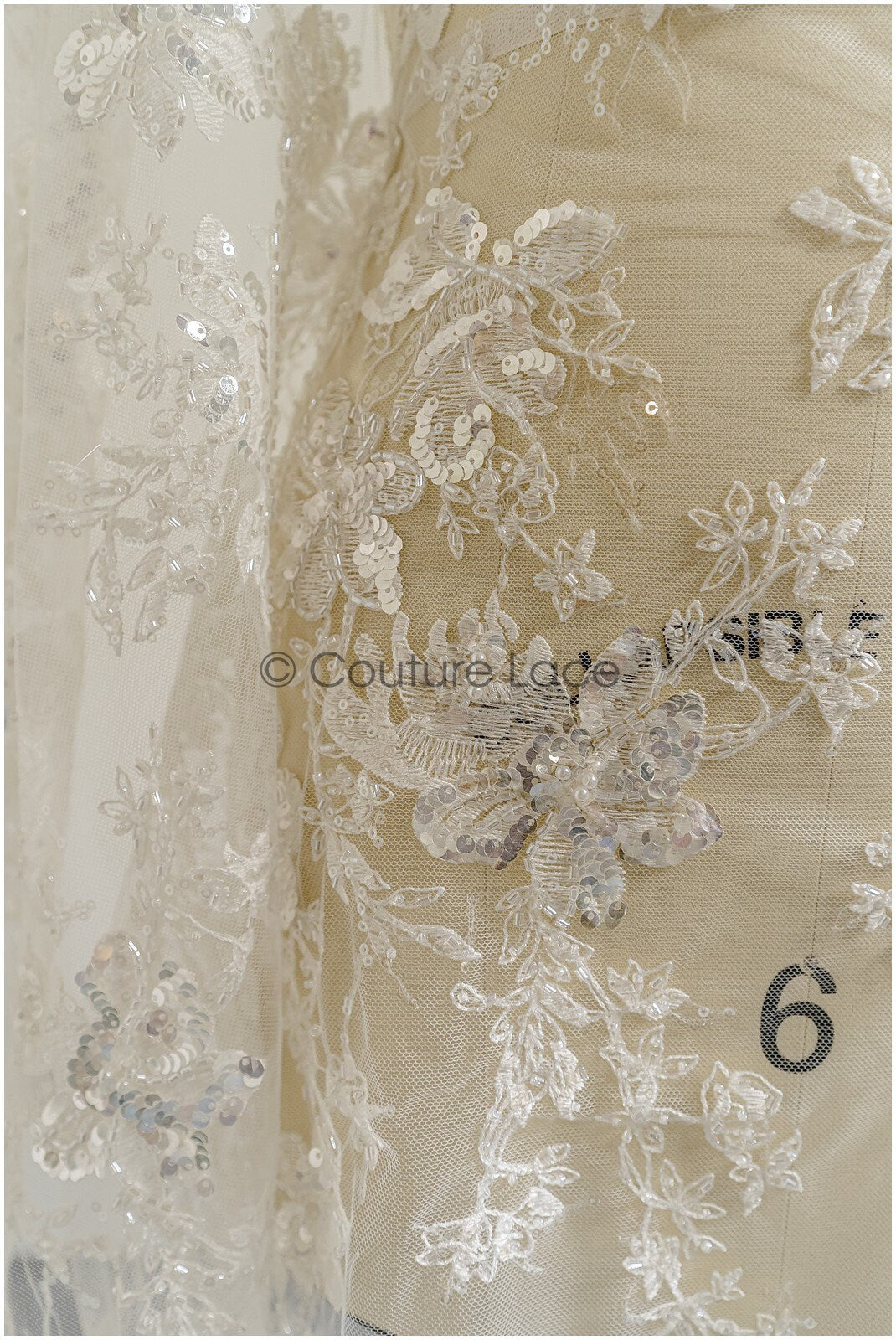 Perlen Spitzenstoff Off-White/ Perlen Brautkleid Spitze/ Couture Spitzenstoff/ Perlen Braut Spitze// L22-367B