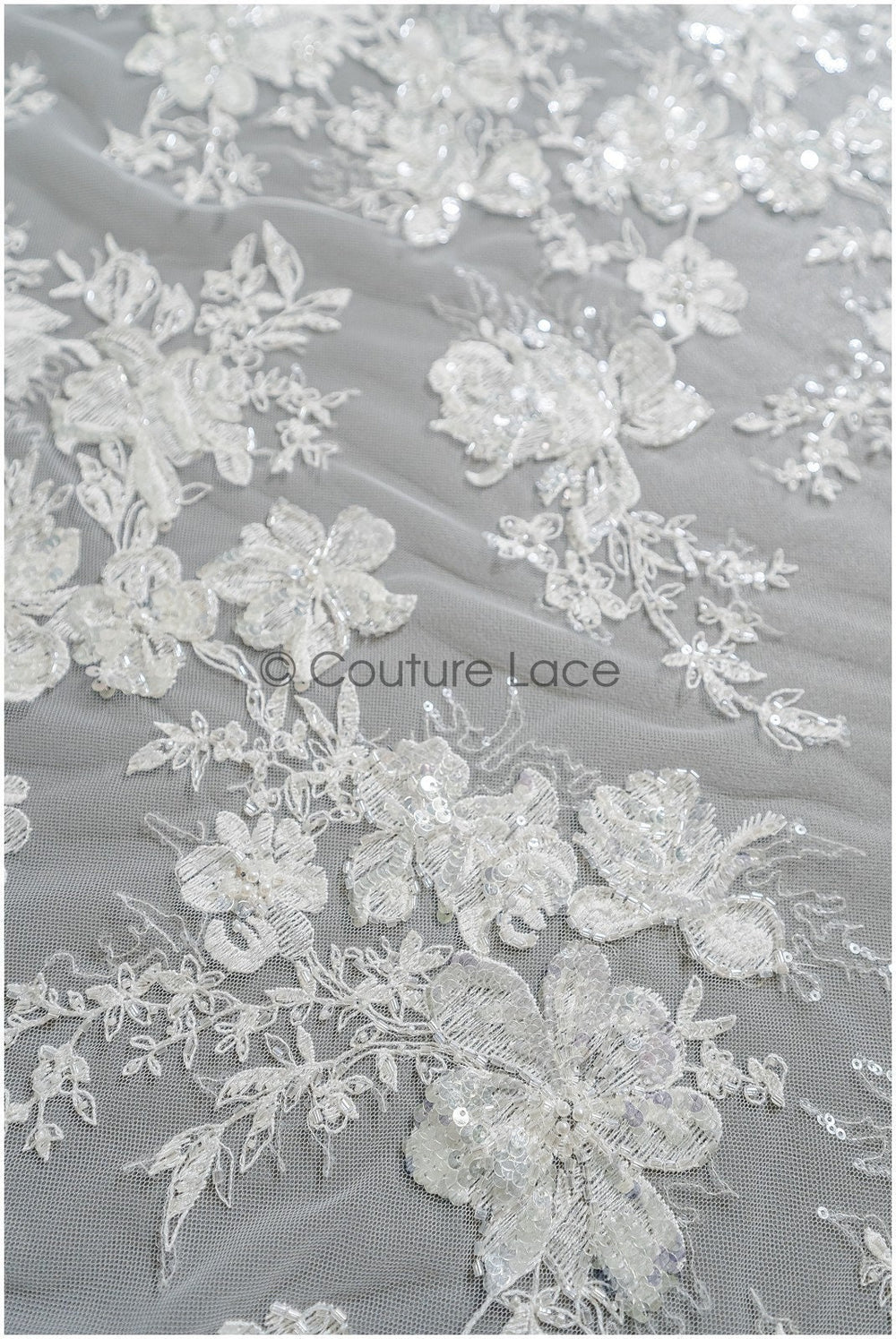Perlen Spitzenstoff Off-White/ Perlen Brautkleid Spitze/ Couture Spitzenstoff/ Perlen Braut Spitze// L22-367B