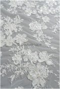 Perlen Spitzenstoff Off-White/ Perlen Brautkleid Spitze/ Couture Spitzenstoff/ Perlen Braut Spitze// L22-367B