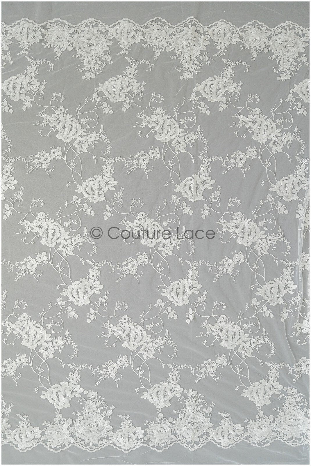 Romantischer floraler Spitzenstoff Off-White/ französische Brautspitze/ Stickgewebe Stoff/ Braut Spitzenstoff// L22-420