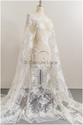 Romantischer floraler Spitzenstoff Off-White/ französische Brautspitze/ Stickgewebe Stoff/ Braut Spitzenstoff// L22-420