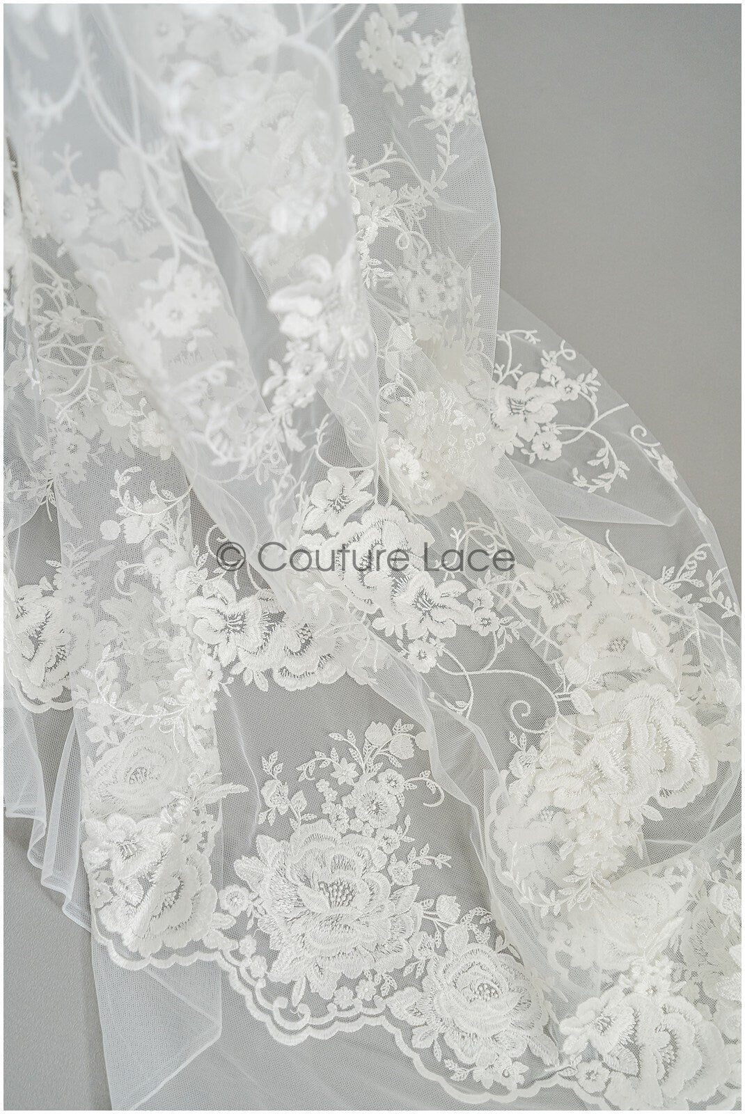 Romantischer floraler Spitzenstoff Off-White/ französische Brautspitze/ Stickgewebe Stoff/ Braut Spitzenstoff// L22-420