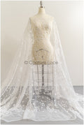 3D Blumen Spitze Stoff/ Exquisite Spitze Stoff für Hochzeitskleid/ Braut Blumenspitze/ Spitzenstoff Off-White//  L22-276B