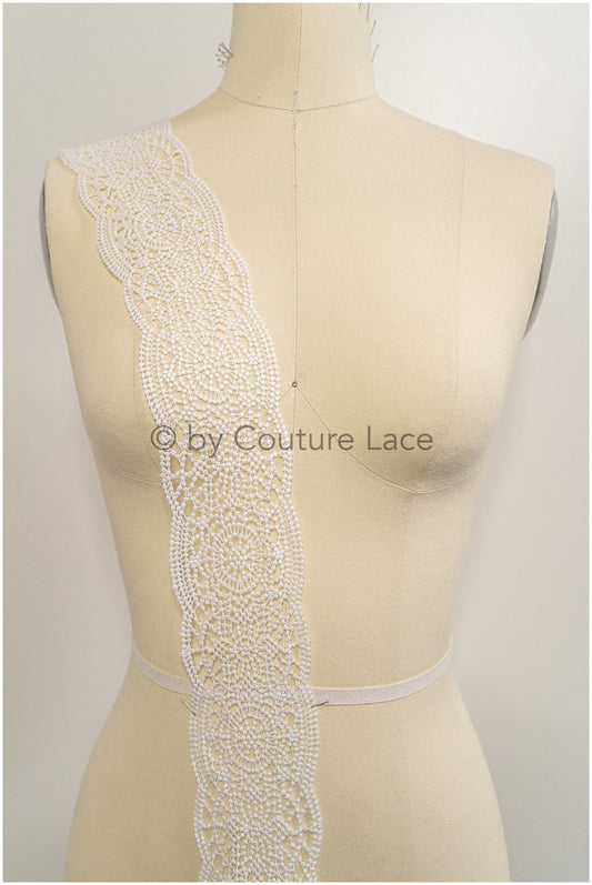 Boho crochet lace border off-white/ Guipure lace border/ Bridal lace border/ Macrame lace// T21-124