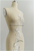 Romantic 3D lace trim/ Off-white lace trim/ 3D flower embroidered lace trim/ Bridal lace// T21-153