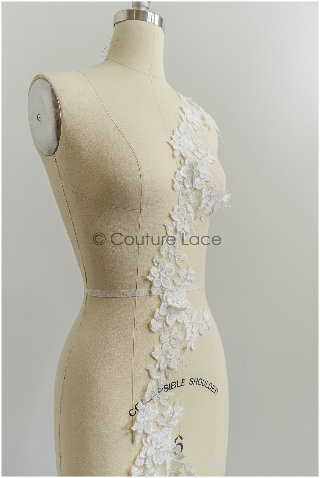 Romantische 3D Spitzenborte/ Off-White Spitze Borte/ 3D Blume bestickte Spitzenborte/ Braut Spitze// T21-153