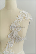 Romantic 3D lace trim/ Off-white lace trim/ 3D flower embroidered lace trim/ Bridal lace// T21-153