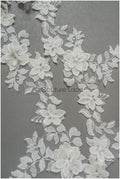Romantic 3D lace trim/ Off-white lace trim/ 3D flower embroidered lace trim/ Bridal lace// T21-153