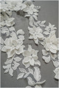 Romantic 3D lace trim/ Off-white lace trim/ 3D flower embroidered lace trim/ Bridal lace// T21-153