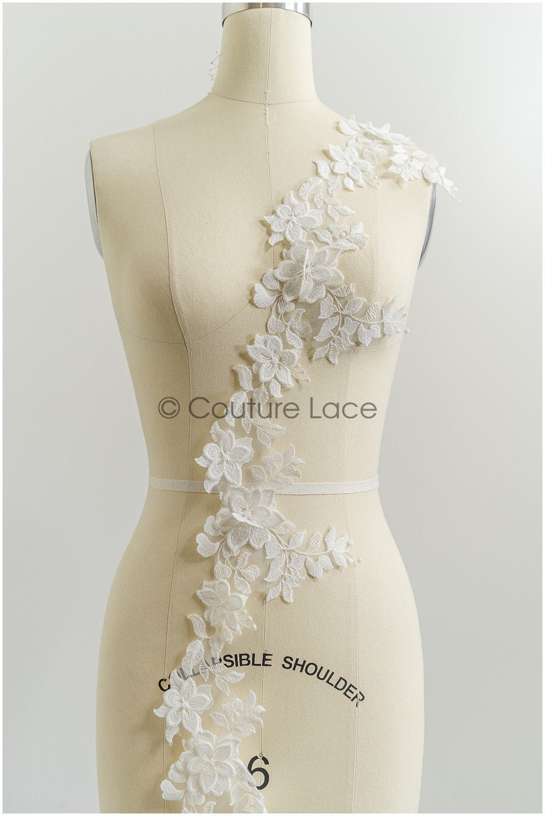 Romantische 3D Spitzenborte/ Off-White Spitze Borte/ 3D Blume bestickte Spitzenborte/ Braut Spitze// T21-153
