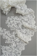 Off-white lace trim/ embroidered bridal lace/ bridal lace trim/ elegant lace/ wedding dress lace trim// T21-148