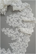 Off-white lace trim/ embroidered bridal lace/ bridal lace trim/ elegant lace/ wedding dress lace trim// T21-148