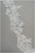 Off-white lace trim with sequins/ embroidered lace trim/ flower lace trim/ floral lace trim// T21-151
